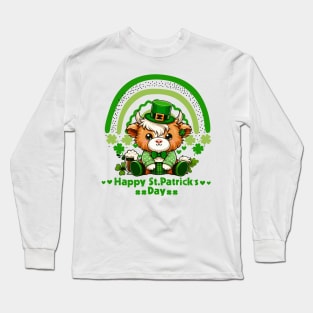 St. Patrick’s Day Highland Cow Luck of the Cute Highland: St. Paddy's Cow Long Sleeve T-Shirt